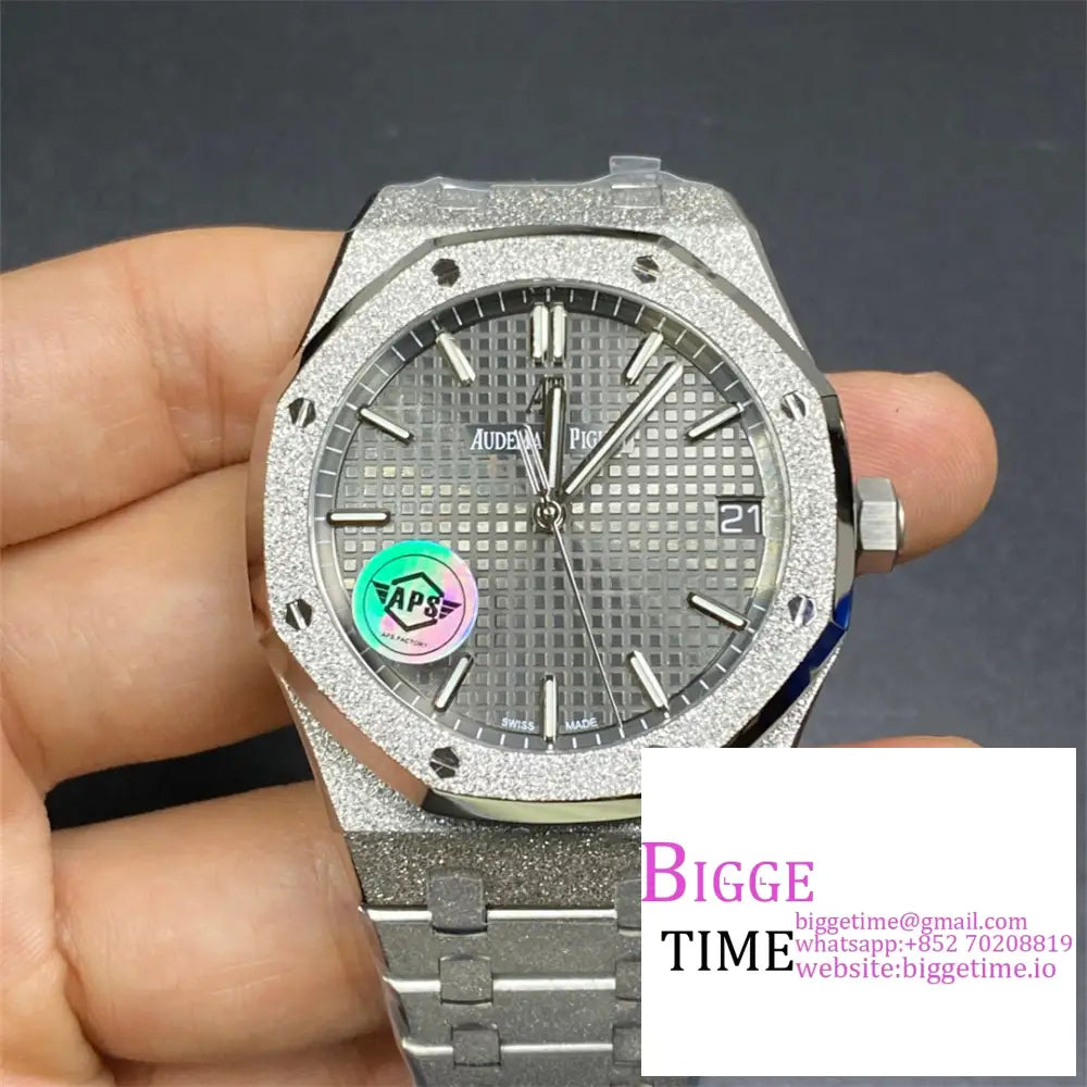 Ap Royal Oak 41Mm 15500 Frosted Gold Grey Dial Ss Bracelet Apsf A4302 Option1 Audemars Piguet