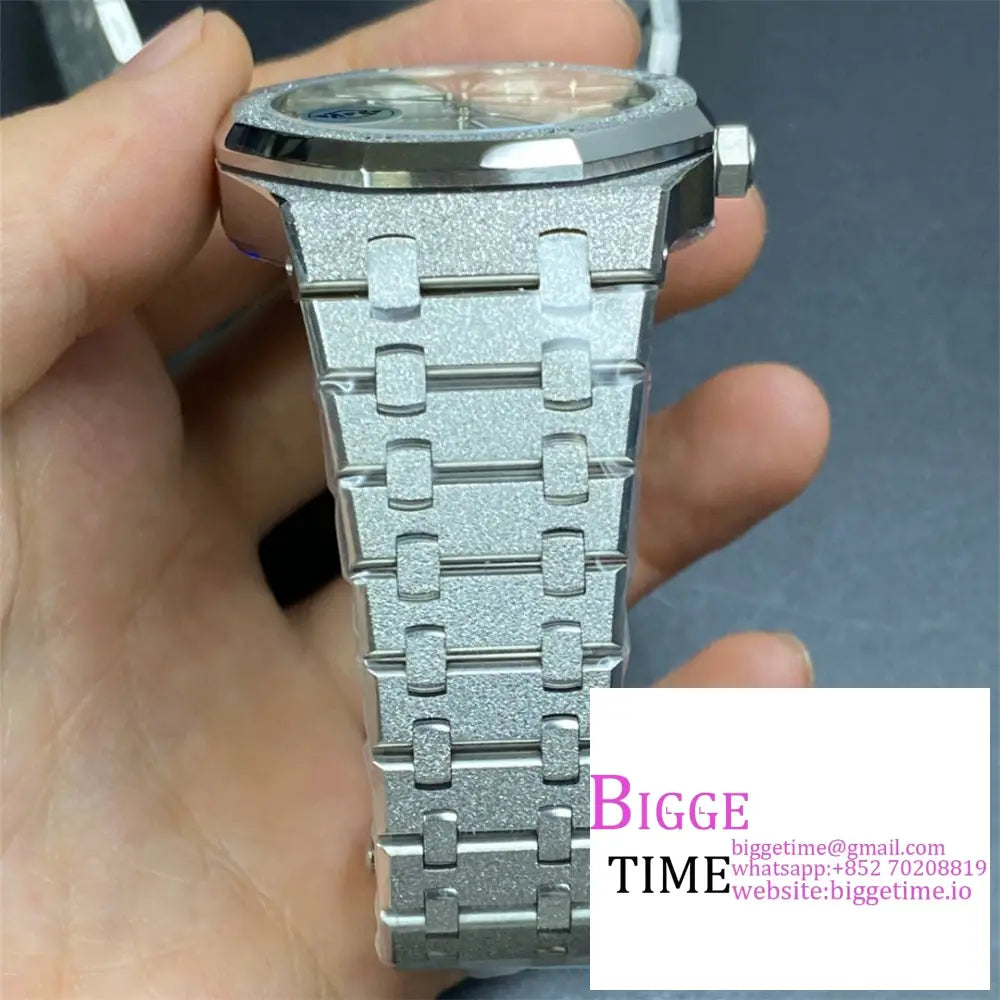 Ap Royal Oak 41Mm 15500 Frosted Gold White Dial Ss Bracelet Apsf A4302 Audemars Piguet