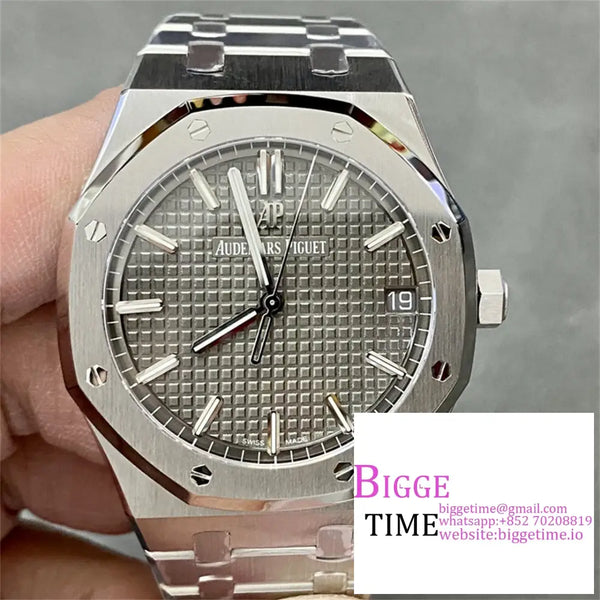 Ap Royal Oak 41Mm 15500 Grey Dial Ss Bracelet Zf A4302 Option1 Audemars Piguet