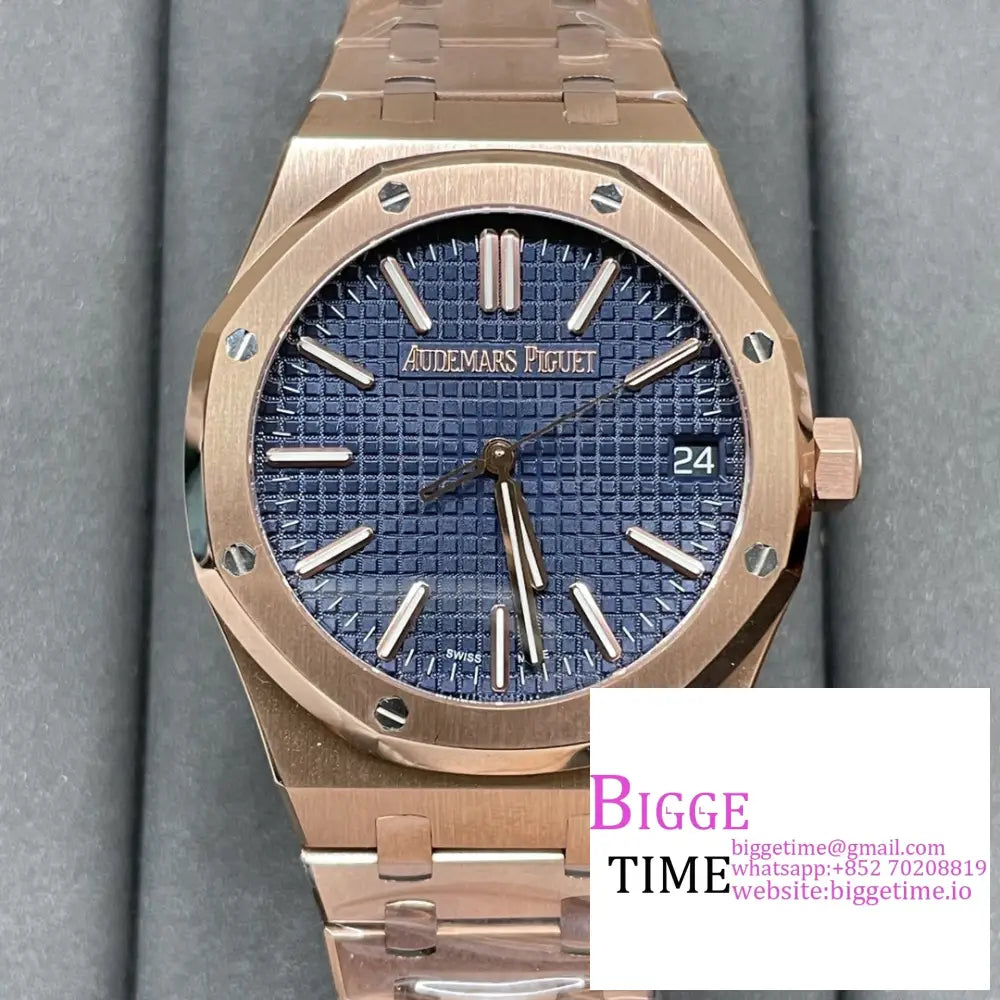 Ap Royal Oak 41Mm 15500 Rg Blue Dial Bracelet Apsf A4302 Option1 Audemars Piguet