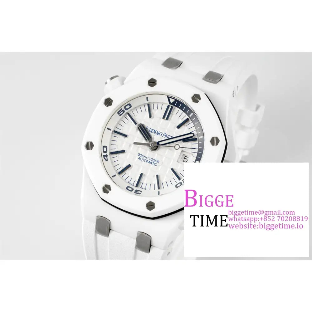 Ap Royal Oak Offshore 42Mm 15707 Ceramic Bezel White Dial Rubber Strap Apsf Sa3120 Audemars Piguet