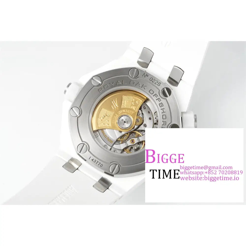 Ap Royal Oak Offshore 42Mm 15707 Ceramic Bezel White Dial Rubber Strap Apsf Sa3120 Audemars Piguet