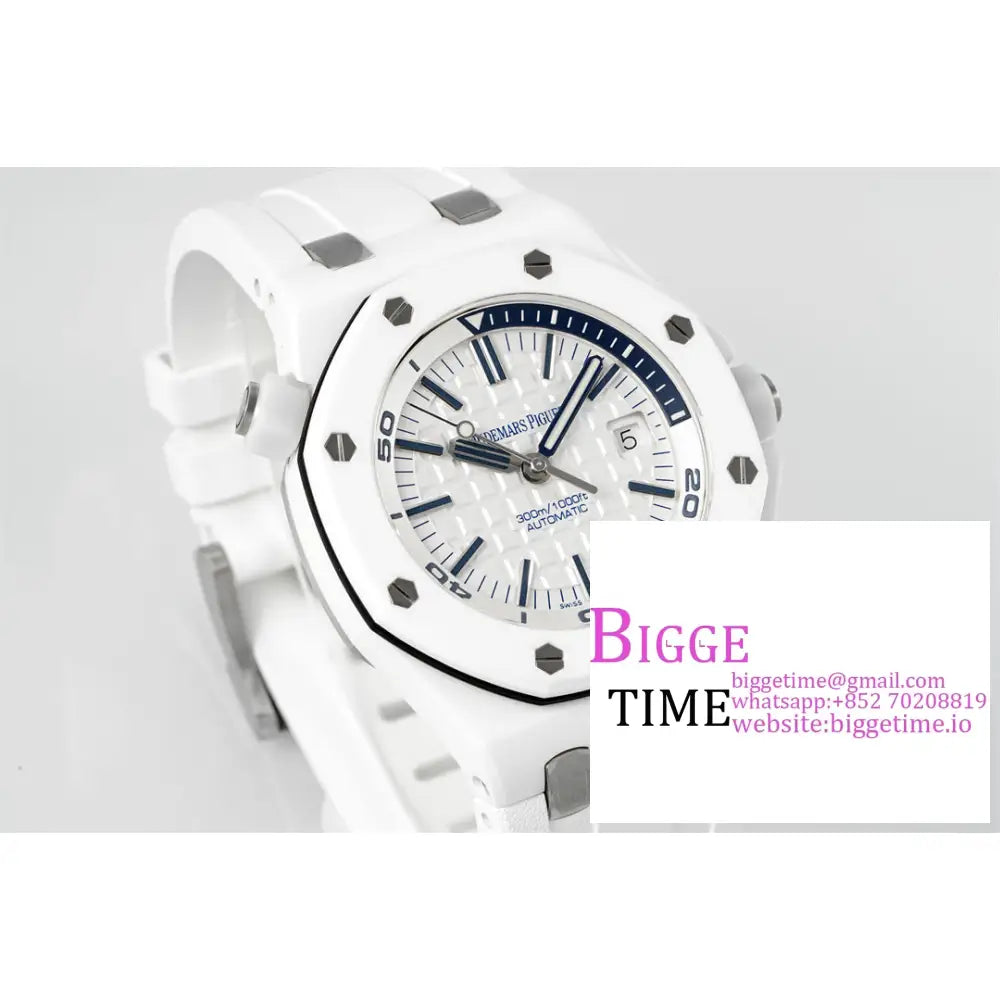 Ap Royal Oak Offshore 42Mm 15707 Ceramic Bezel White Dial Rubber Strap Apsf Sa3120 Audemars Piguet