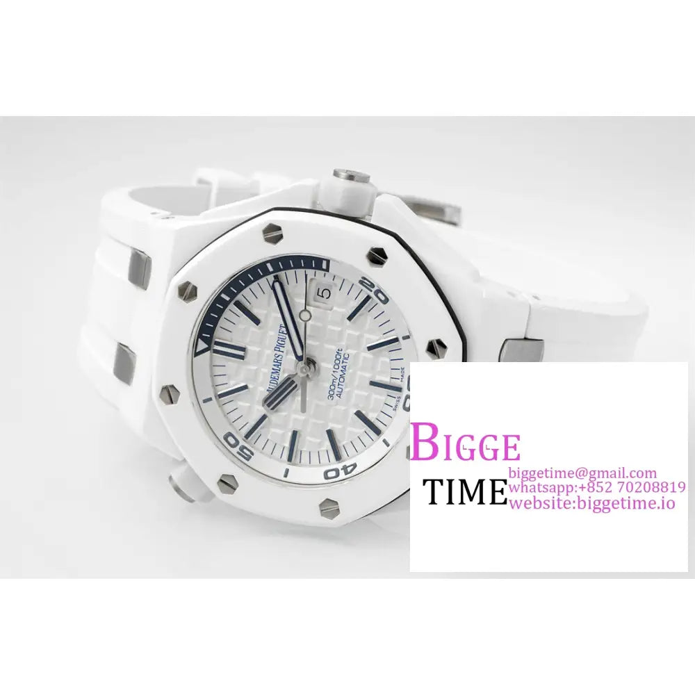 Ap Royal Oak Offshore 42Mm 15707 Ceramic Bezel White Dial Rubber Strap Apsf Sa3120 Audemars Piguet