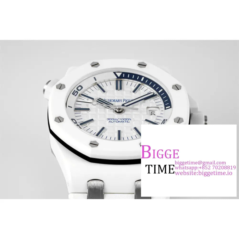 Ap Royal Oak Offshore 42Mm 15707 Ceramic Bezel White Dial Rubber Strap Apsf Sa3120 Audemars Piguet