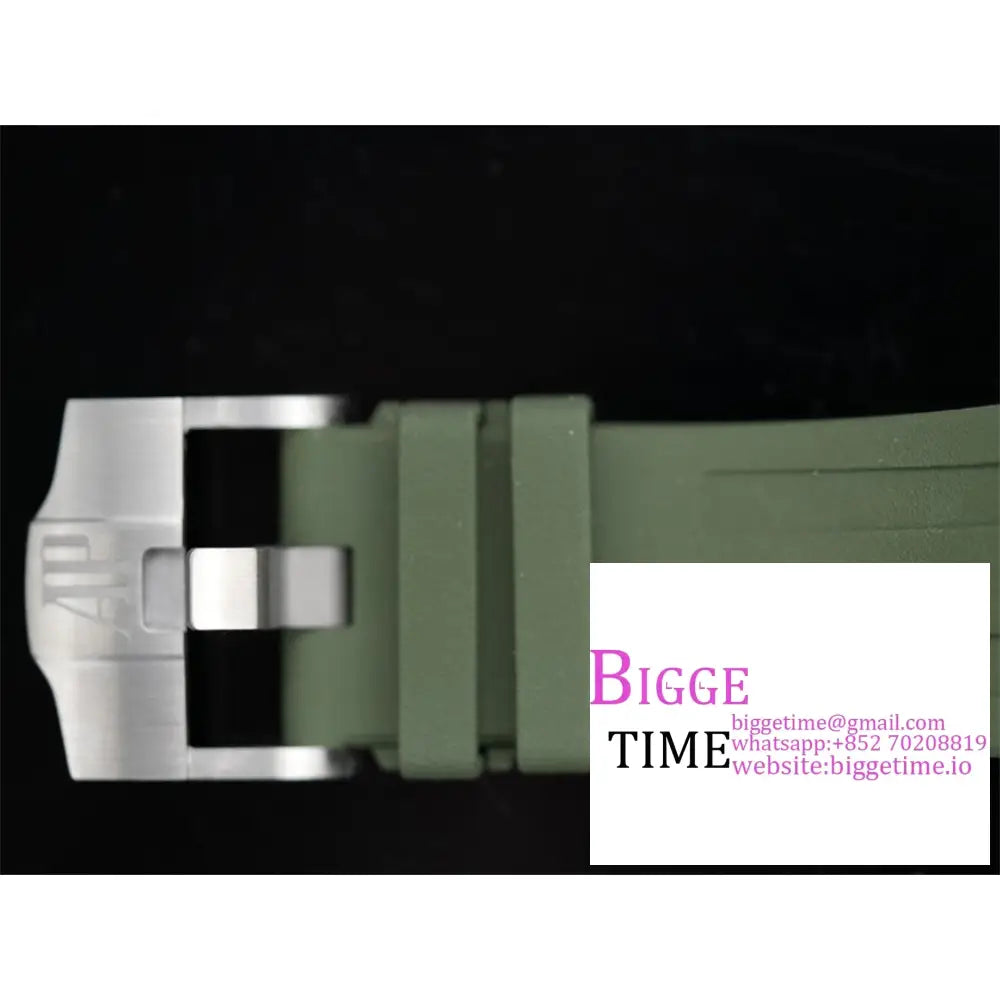 Ap Royal Oak Offshore 42Mm 15710 Green Dial Rubber Strap Apsf Sa3120 Audemars Piguet