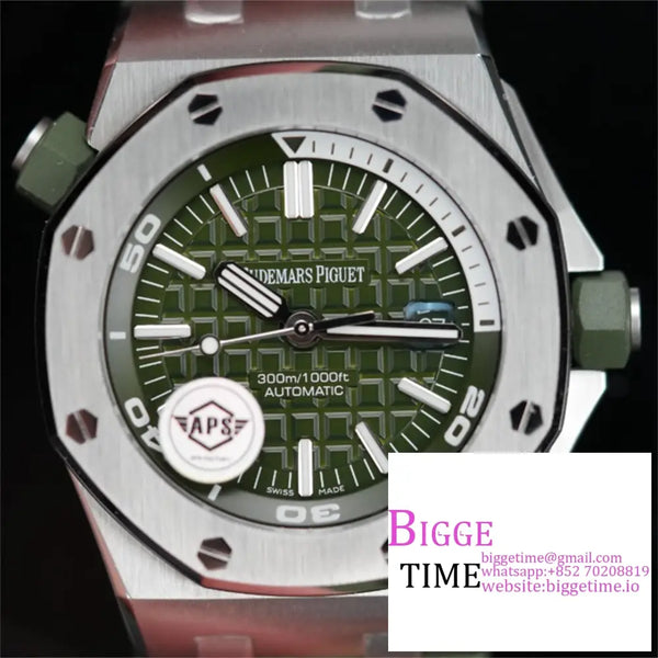 Ap Royal Oak Offshore 42Mm 15710 Green Dial Rubber Strap Apsf Sa3120 Option1 Audemars Piguet