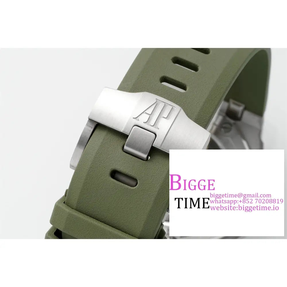 Ap Royal Oak Offshore 42Mm 15720 Green Dial Rubber Strap Apsf Sa4308 Audemars Piguet