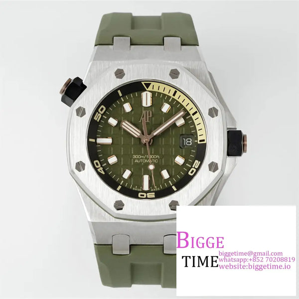 Ap Royal Oak Offshore 42Mm 15720 Green Dial Rubber Strap Apsf Sa4308 Option1 Audemars Piguet