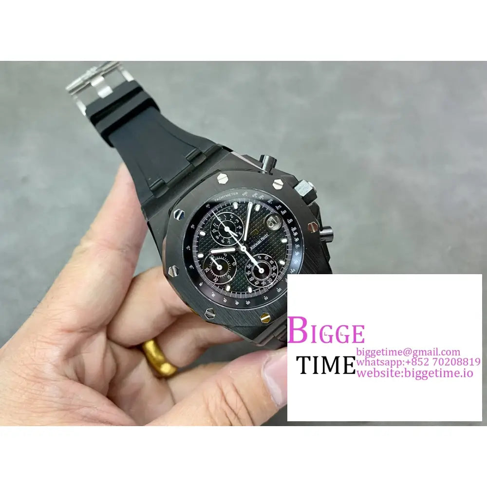 Ap Royal Oak Offshore 42Mm Ceramic Bezel Black Dial Rubber Strap Apf A7750 Audemars Piguet