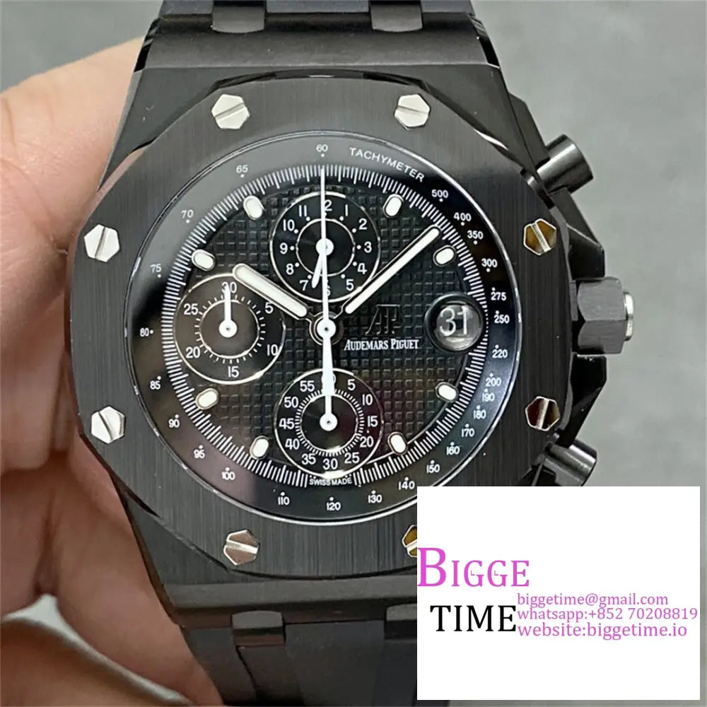 Ap Royal Oak Offshore 42Mm Ceramic Bezel Black Dial Rubber Strap Apf A7750 Option1 Audemars Piguet