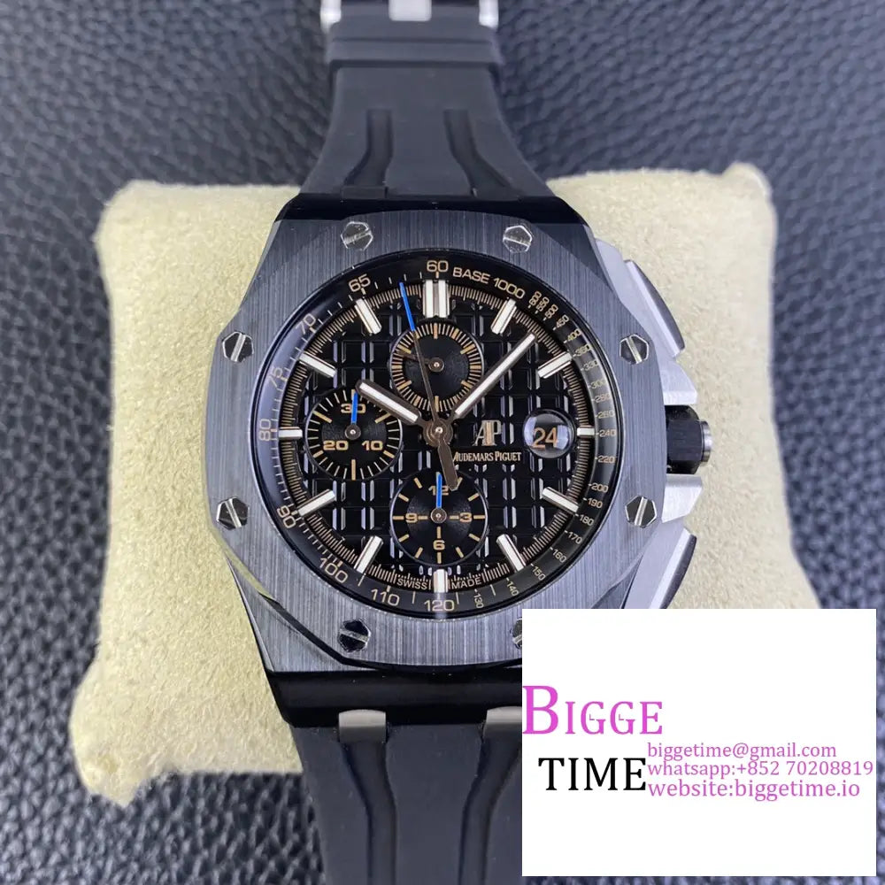 Ap Royal Oak Offshore 44Mm 26400 Ceramic Bezel Black Dial Rubber Strap Apf A3126 Option1 Audemars