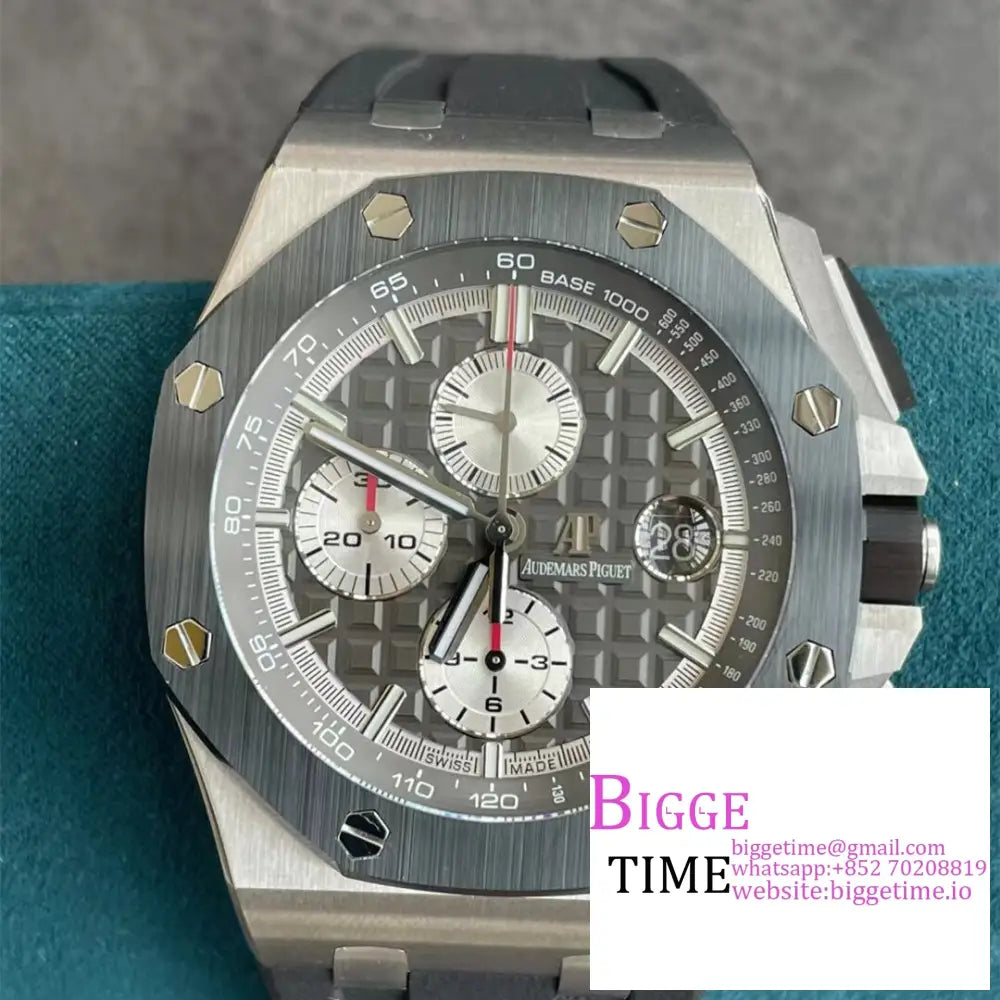 Ap Royal Oak Offshore 44Mm 26400 Ceramic Bezel Grey/White Dial Black Rubber Strap Apf A3126