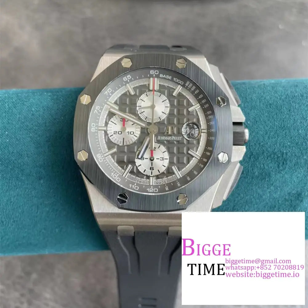 Ap Royal Oak Offshore 44Mm 26400 Ceramic Bezel Grey/White Dial Black Rubber Strap Apf A3126