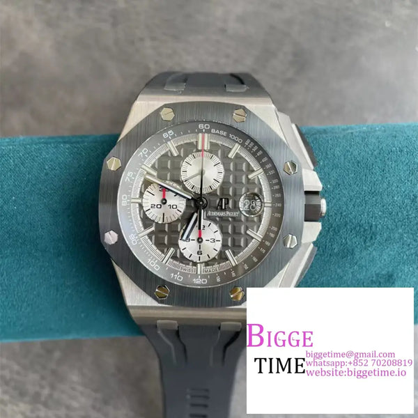 Ap Royal Oak Offshore 44Mm 26400 Ceramic Bezel Grey/White Dial Black Rubber Strap Apf A3126 Option1