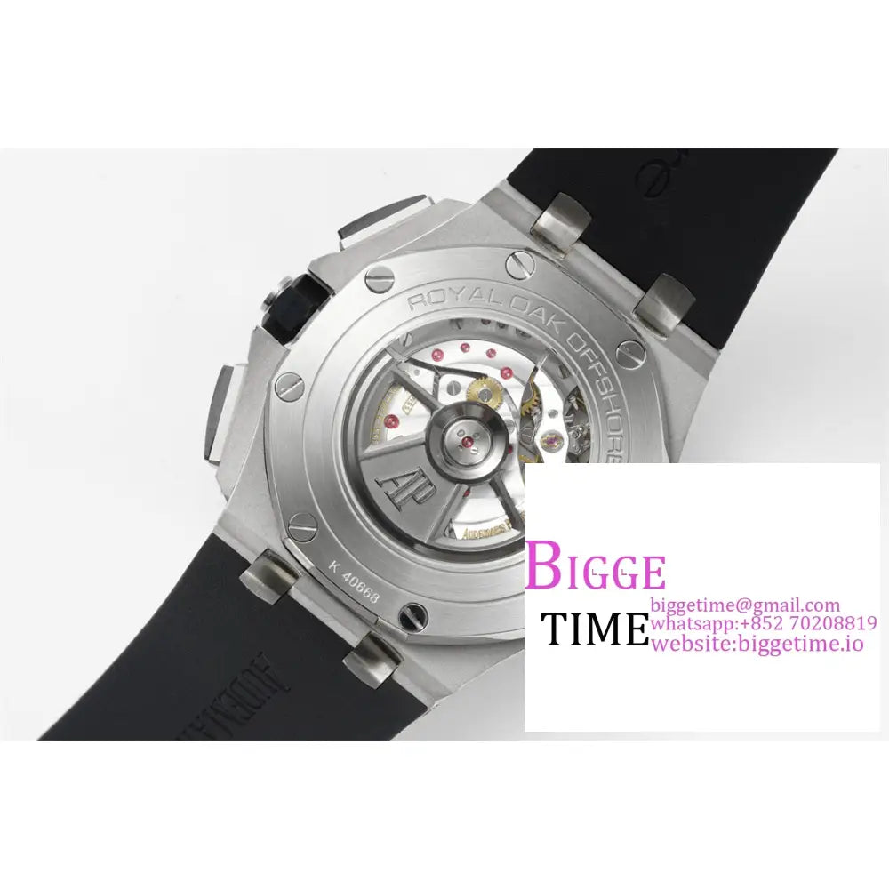 Ap Royal Oak Offshore 44Mm 26400 Ceramic Bezel White/Black Dial Black Rubber Strap Apf A3126