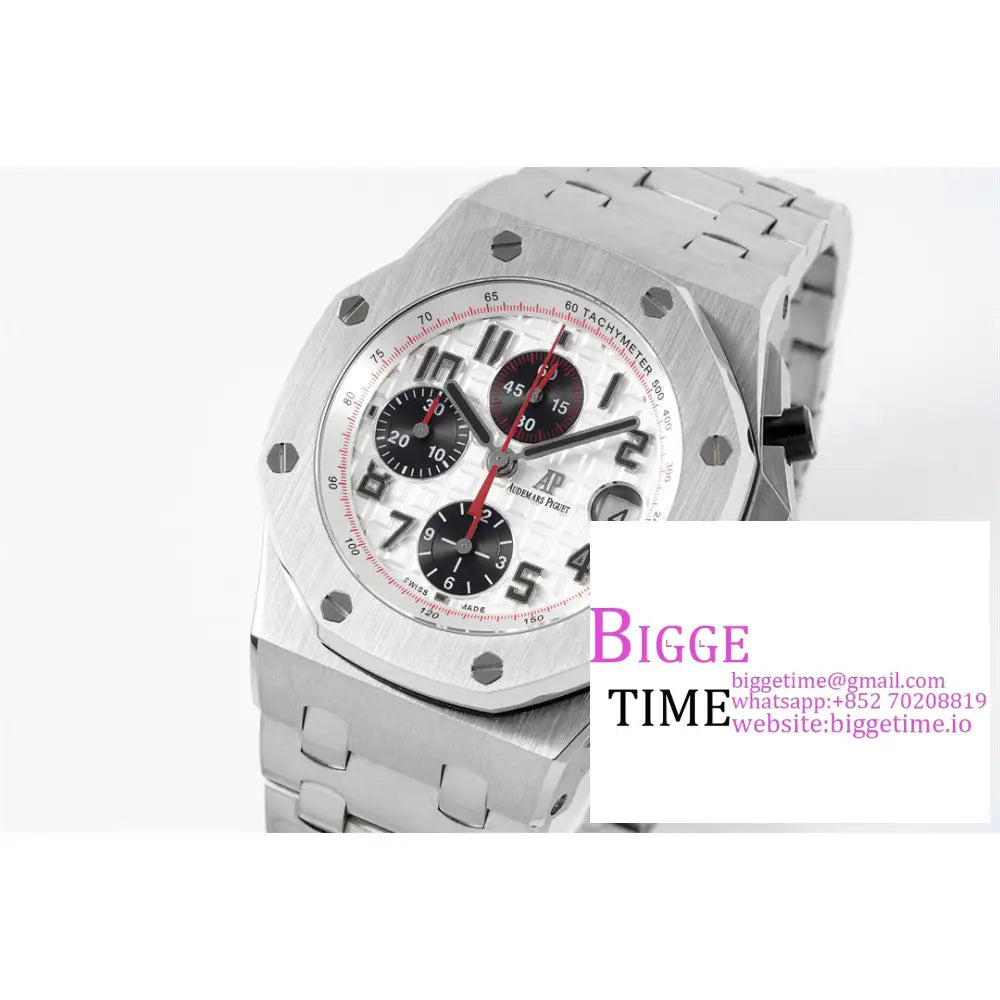 Ap Royal Oak Offshore Panda 42Mm White/Black Dial Ss Bracelet Apf A7750 Audemars Piguet