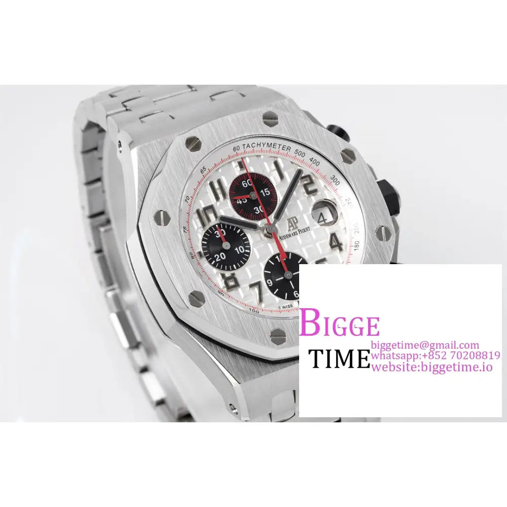 Ap Royal Oak Offshore Panda 42Mm White/Black Dial Ss Bracelet Apf A7750 Audemars Piguet