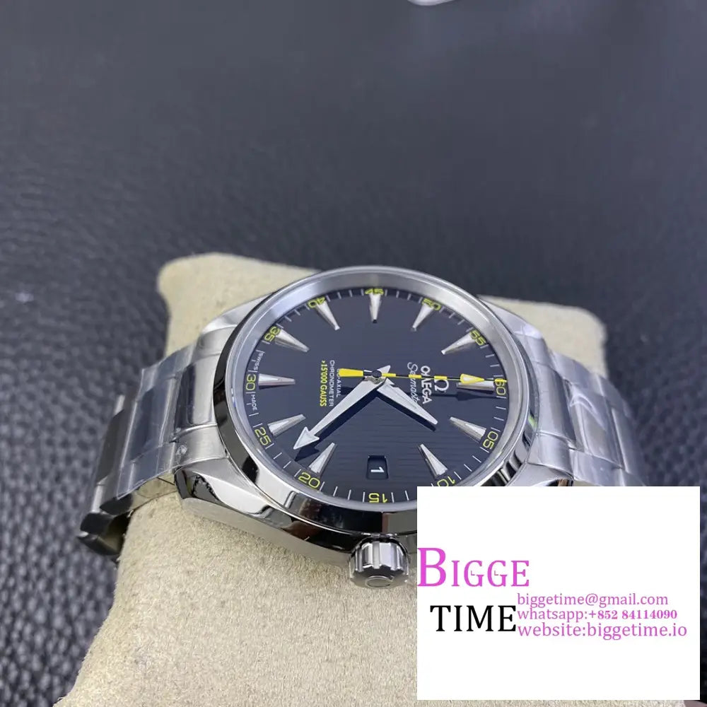 Seamaster 41Mm Aqua Terra 150M Black Dial Yellow Hand Ss Bracelet Vsf A8500 Omega