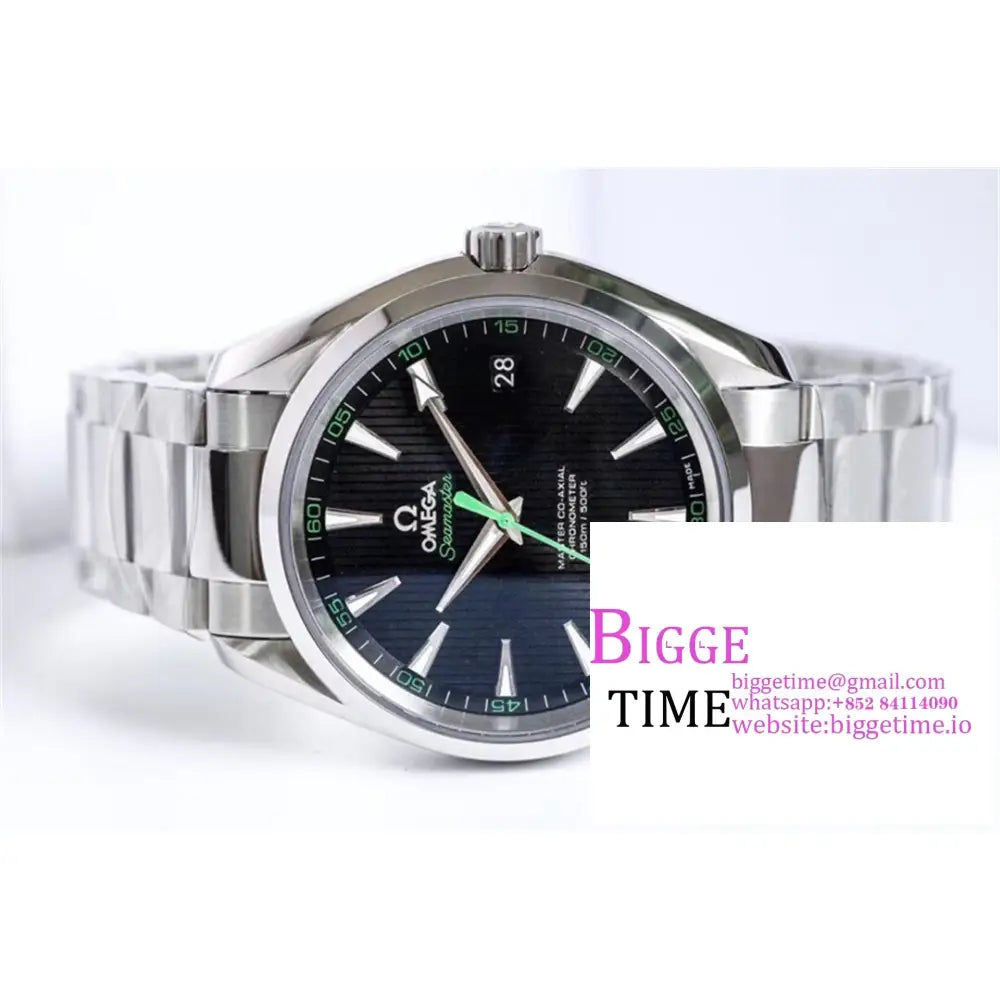 Seamaster 41Mm Aqua Terra 150M Black Textured Dial Green Hand Ss Bracelet Vsf A8500 Omega
