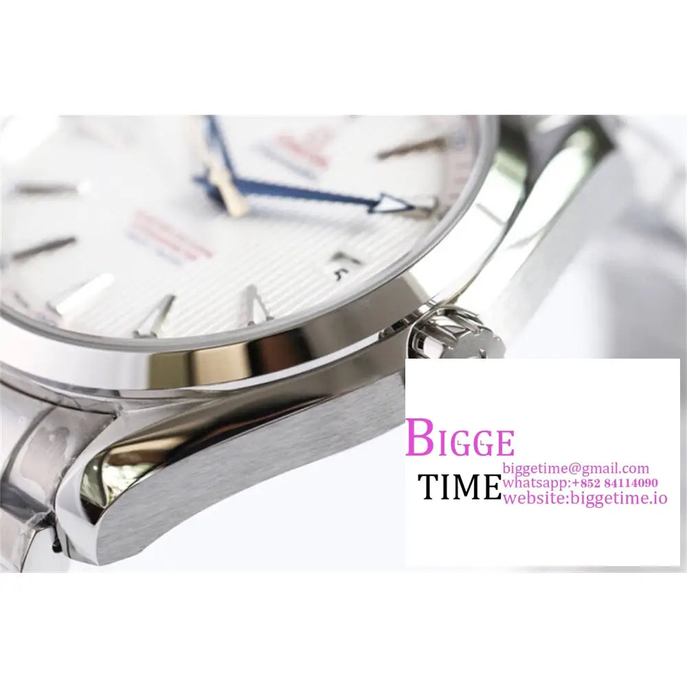 Seamaster 41Mm Aqua Terra 150M White Textured Dial Yg Hand Ss Bracelet Vsf A8500 Omega