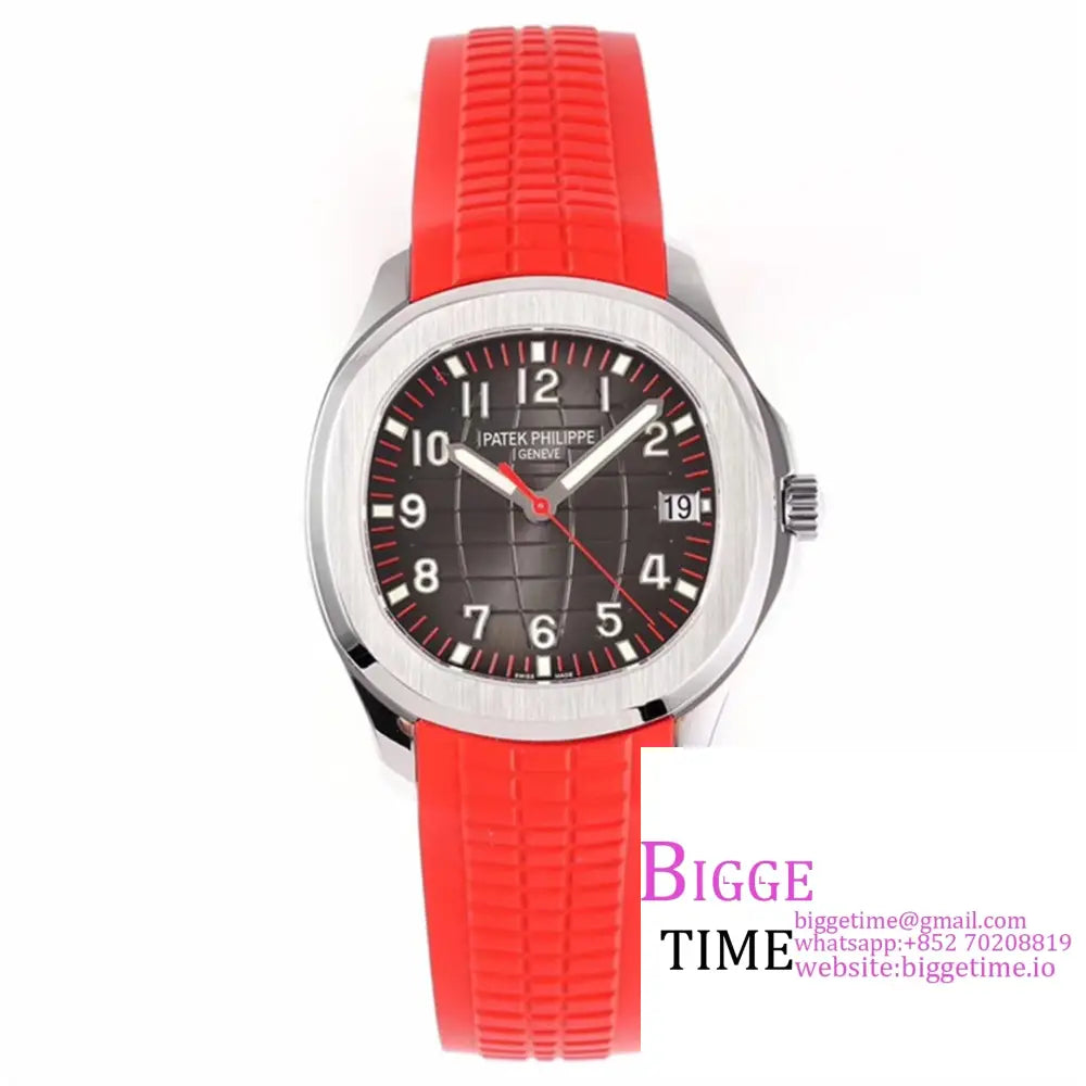 Aquanaut 5167 40Mm Black Dial Red Hand Rubber Strap Zf A324Sc Option1 Patek Philippe