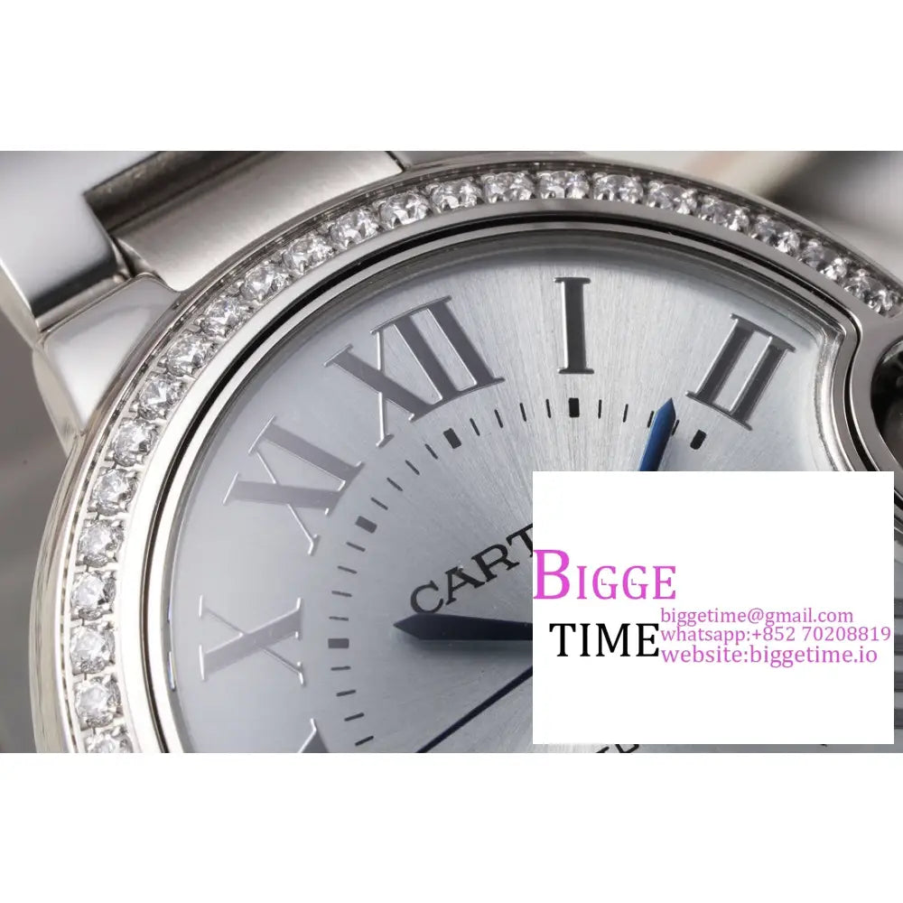 Ballon Bleu De Cartier 33Mm Diamond Bezel White Dial Ss Bracelet Af Nh05A