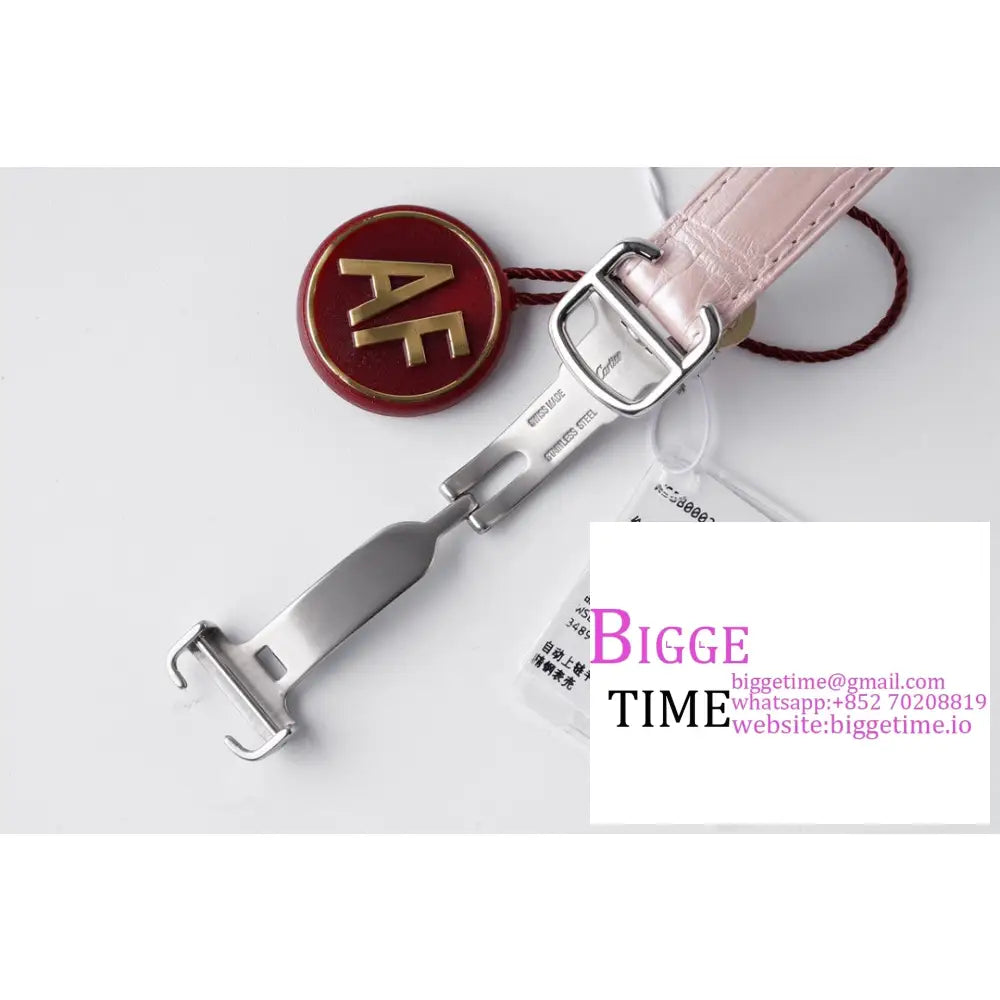 Ballon Bleu De Cartier 33Mm Pink Dial Leather Strap Af Nh05A