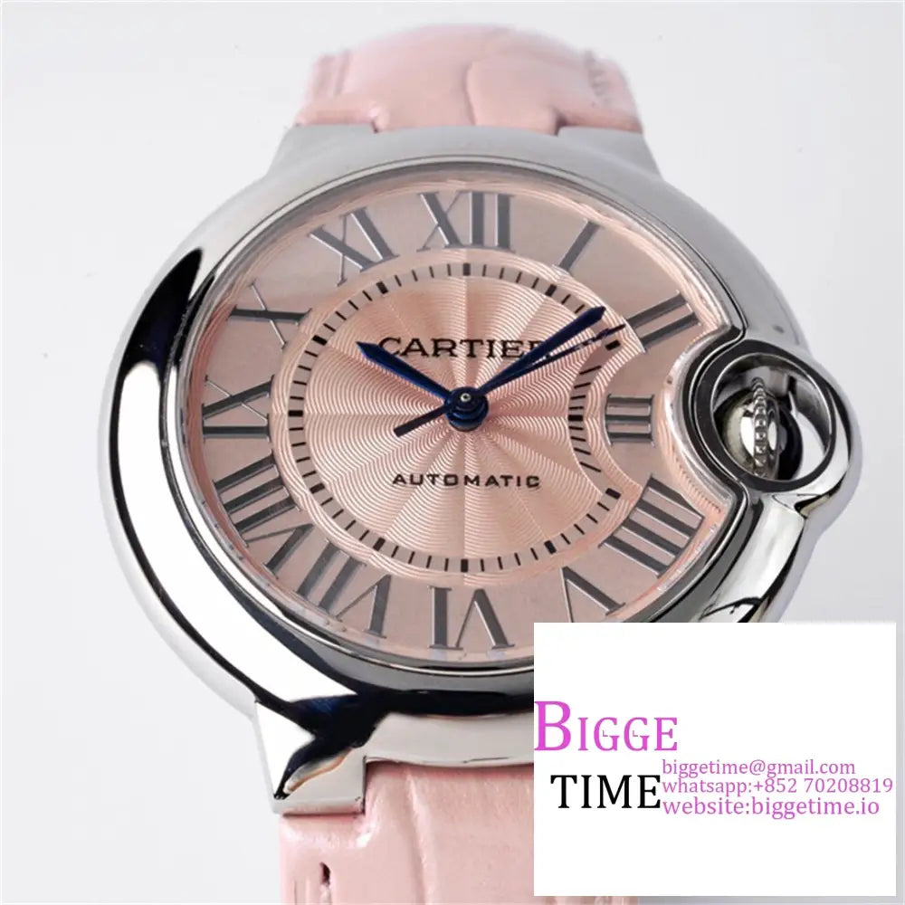 Ballon Bleu De Cartier 33Mm Pink Dial Leather Strap Af Nh05A Option1