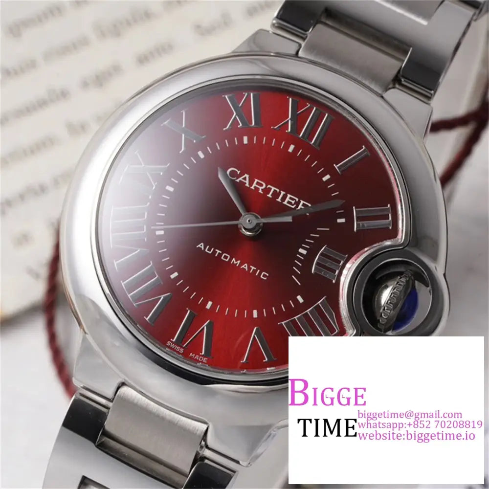 Ballon Bleu De Cartier 33Mm Red Dial Ss Bracelet Af Nh05A Option1