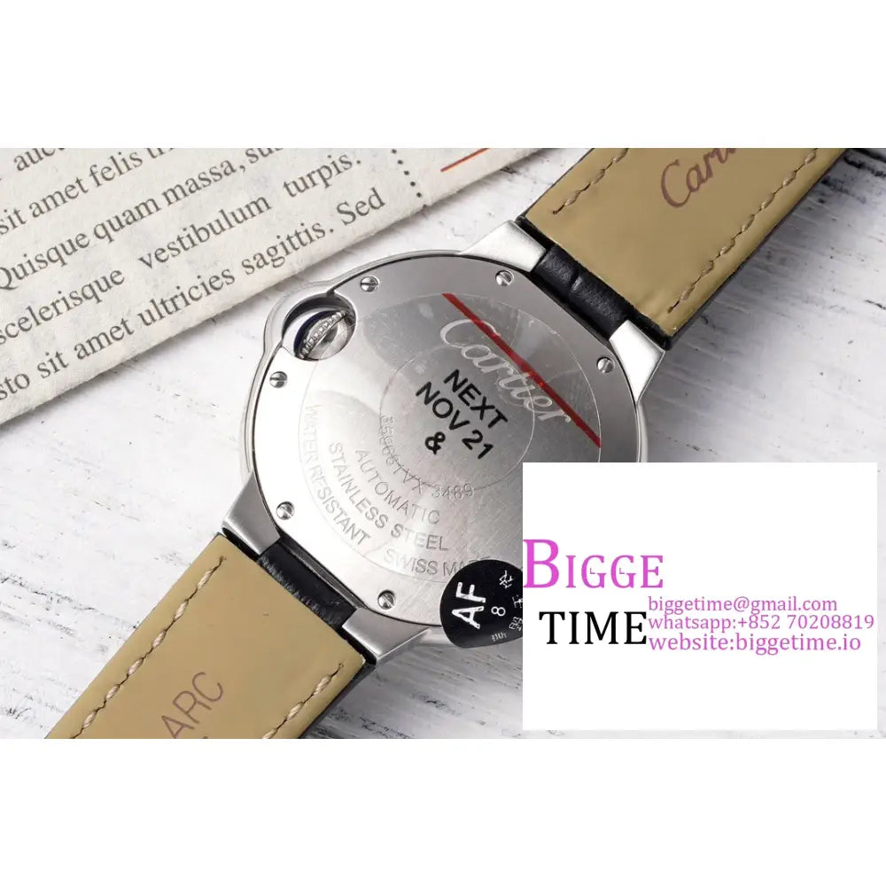 Ballon Bleu De Cartier 33Mm White Dial Black Leather Strap Af Nh05A