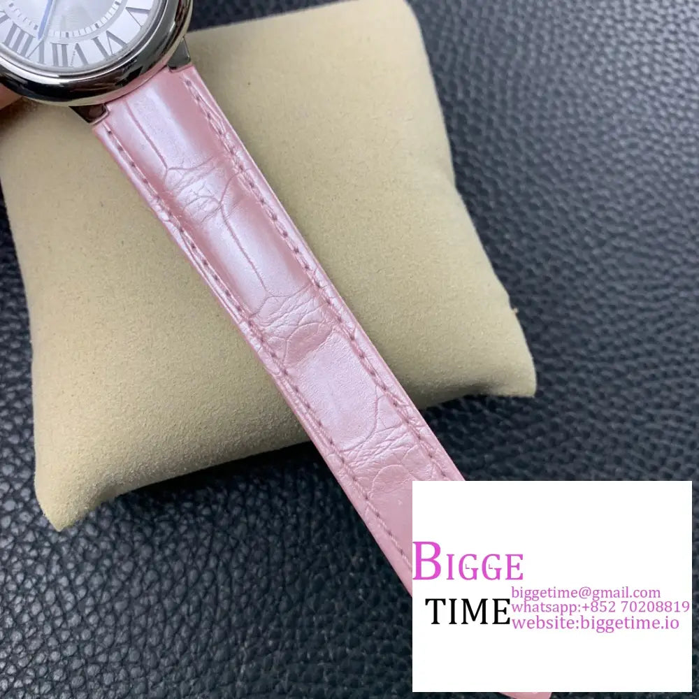 Ballon Bleu De Cartier 36Mm White Dial Pink Leather Strap Af Swiss Quartz