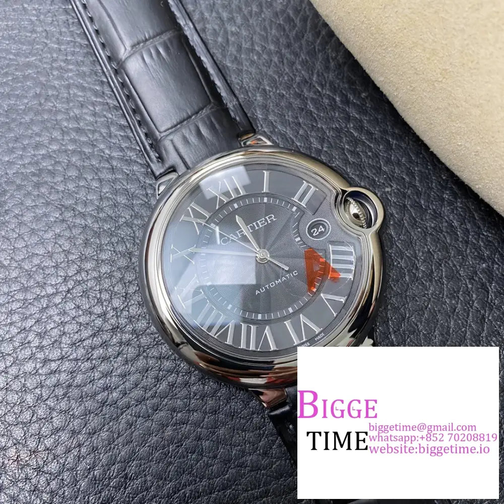 Ballon Bleu De Cartier 42Mm Black Dial Leather Strap Af A2824