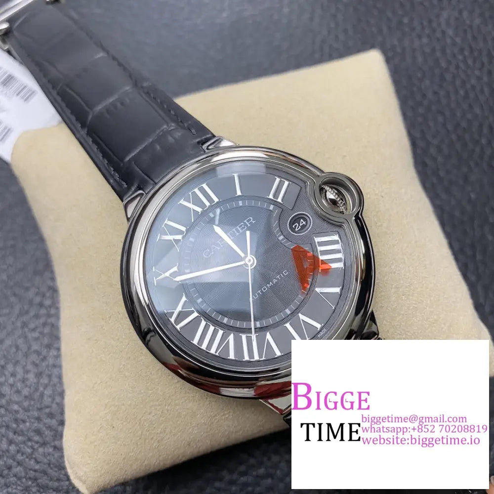 Ballon Bleu De Cartier 42Mm Black Dial Leather Strap Af A2824