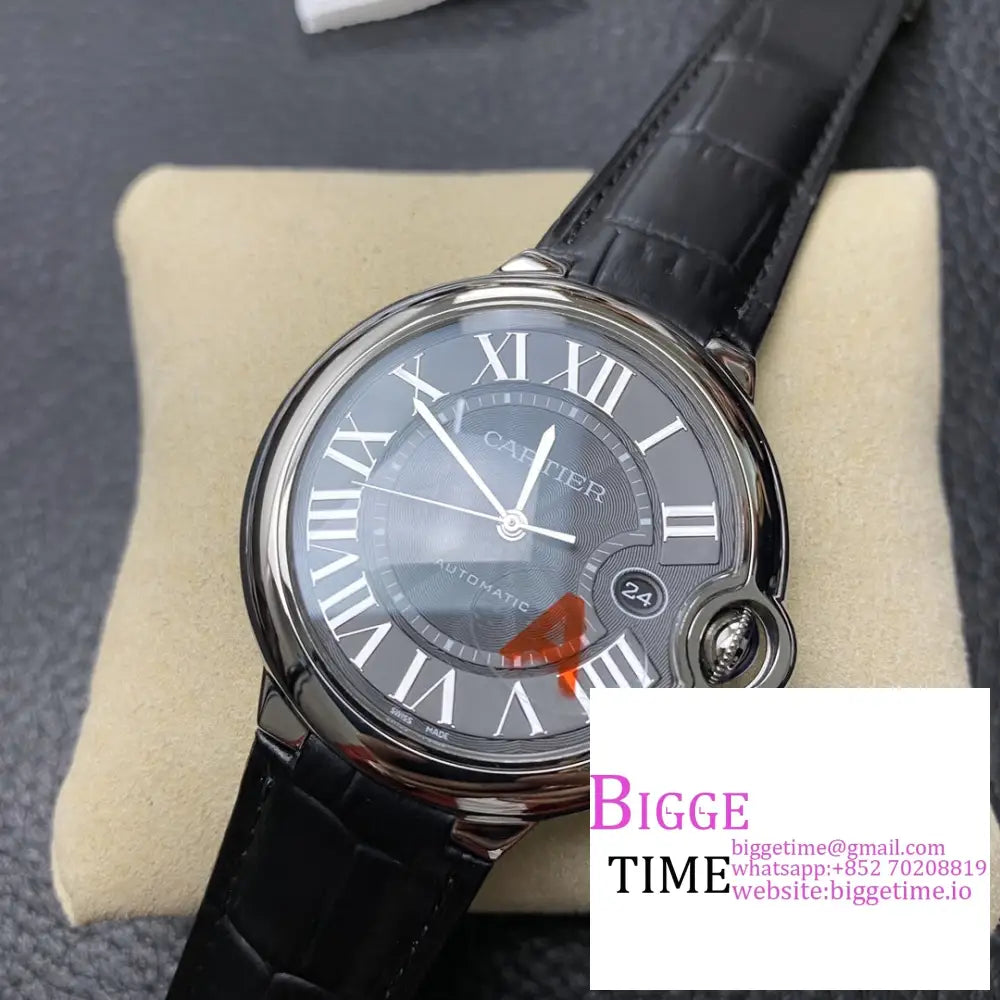 Ballon Bleu De Cartier 42Mm Black Dial Leather Strap Af A2824