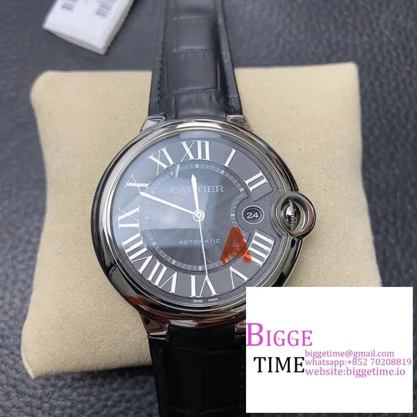 Ballon Bleu De Cartier 42Mm Black Dial Leather Strap Af A2824 Option1