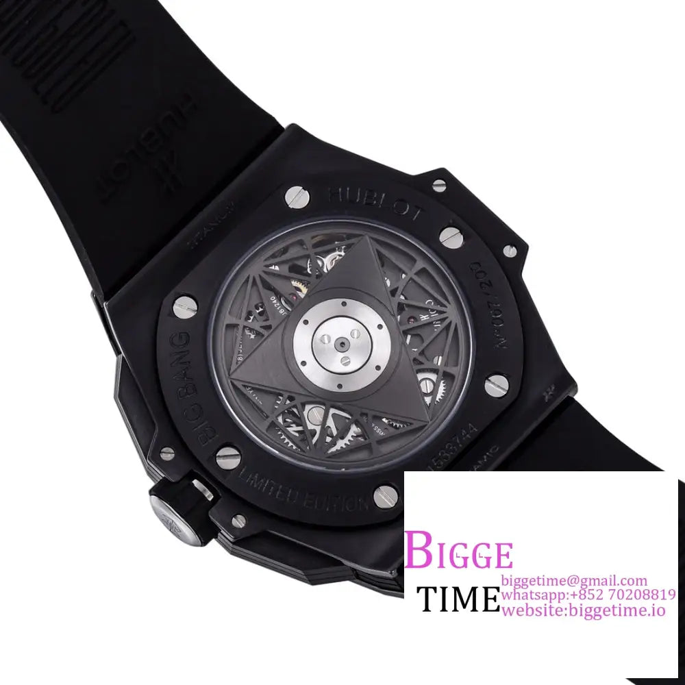 Big Bang Sang Bleu Ii Chrono 45Mm Black Ceramic Bezel Dial Rubber Strap Bbf A1240 Hublot