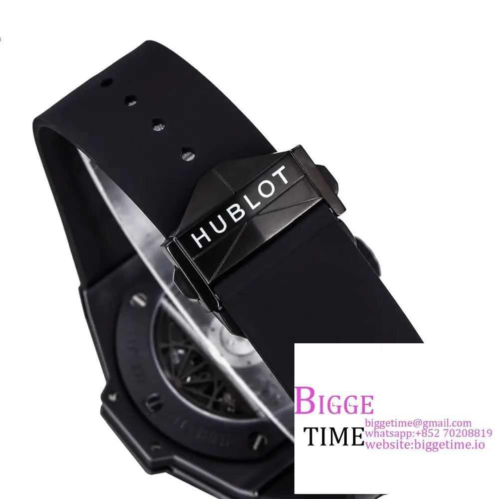 Big Bang Sang Bleu Ii Chrono 45Mm Black Ceramic Bezel Dial Rubber Strap Bbf A1240 Hublot