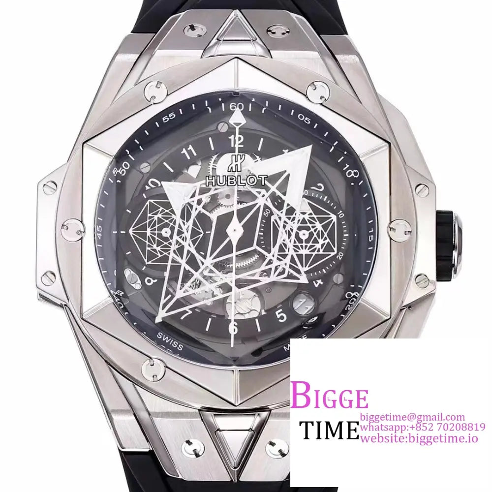 Big Bang Sang Bleu Ii Chrono 45Mm Black Dial Rubber Strap Bbf A1240 Hublot