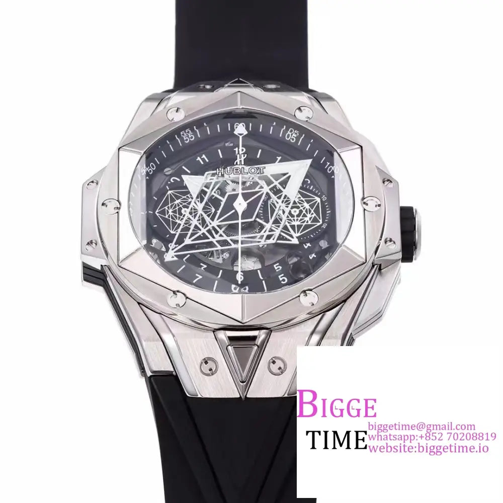 Big Bang Sang Bleu Ii Chrono 45Mm Black Dial Rubber Strap Bbf A1240 Hublot