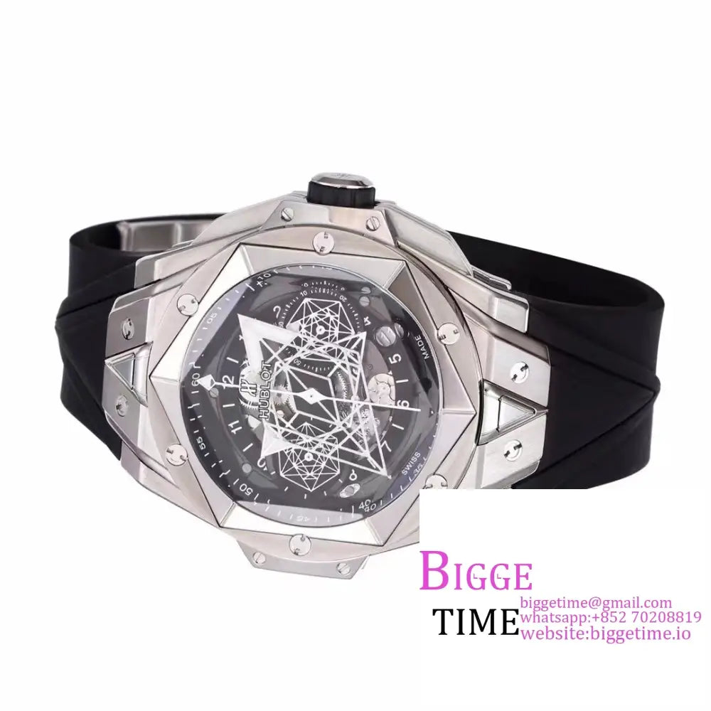 Big Bang Sang Bleu Ii Chrono 45Mm Black Dial Rubber Strap Bbf A1240 Hublot