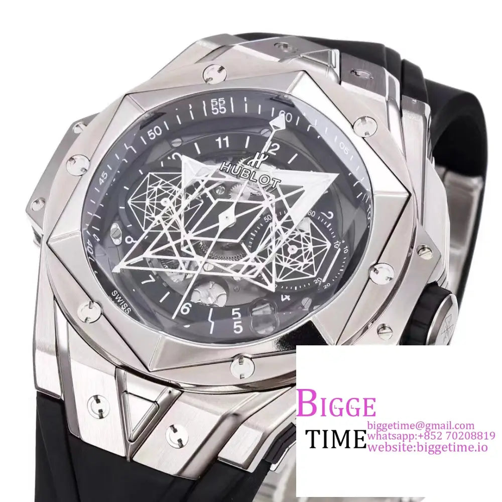 Big Bang Sang Bleu Ii Chrono 45Mm Black Dial Rubber Strap Bbf A1240 Hublot