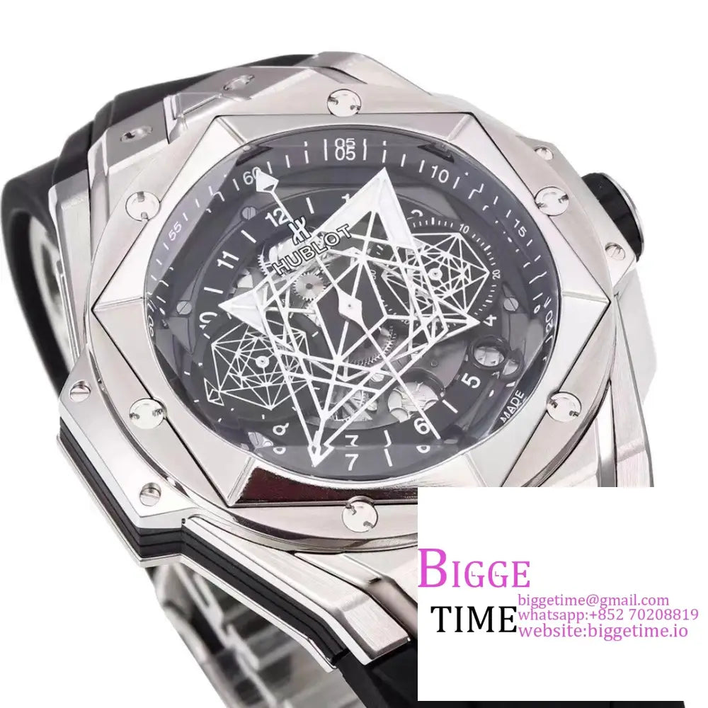 Big Bang Sang Bleu Ii Chrono 45Mm Black Dial Rubber Strap Bbf A1240 Hublot