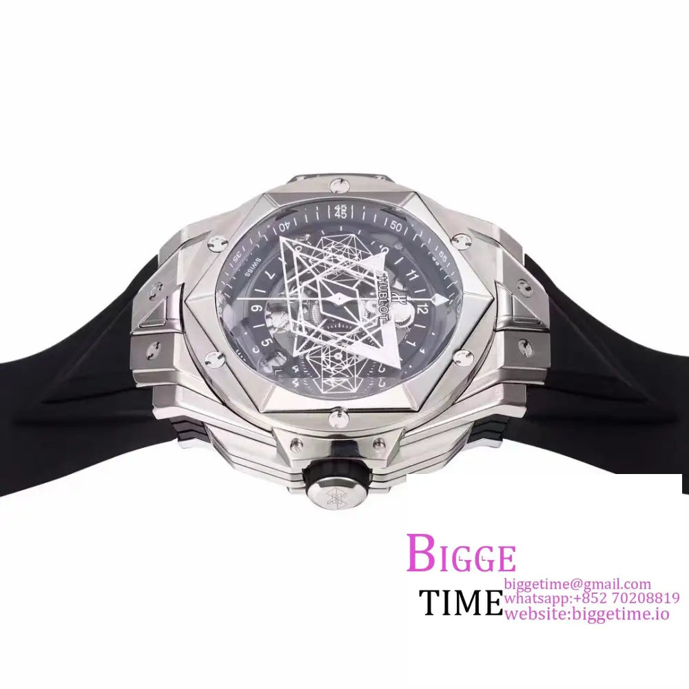 Big Bang Sang Bleu Ii Chrono 45Mm Black Dial Rubber Strap Bbf A1240 Hublot