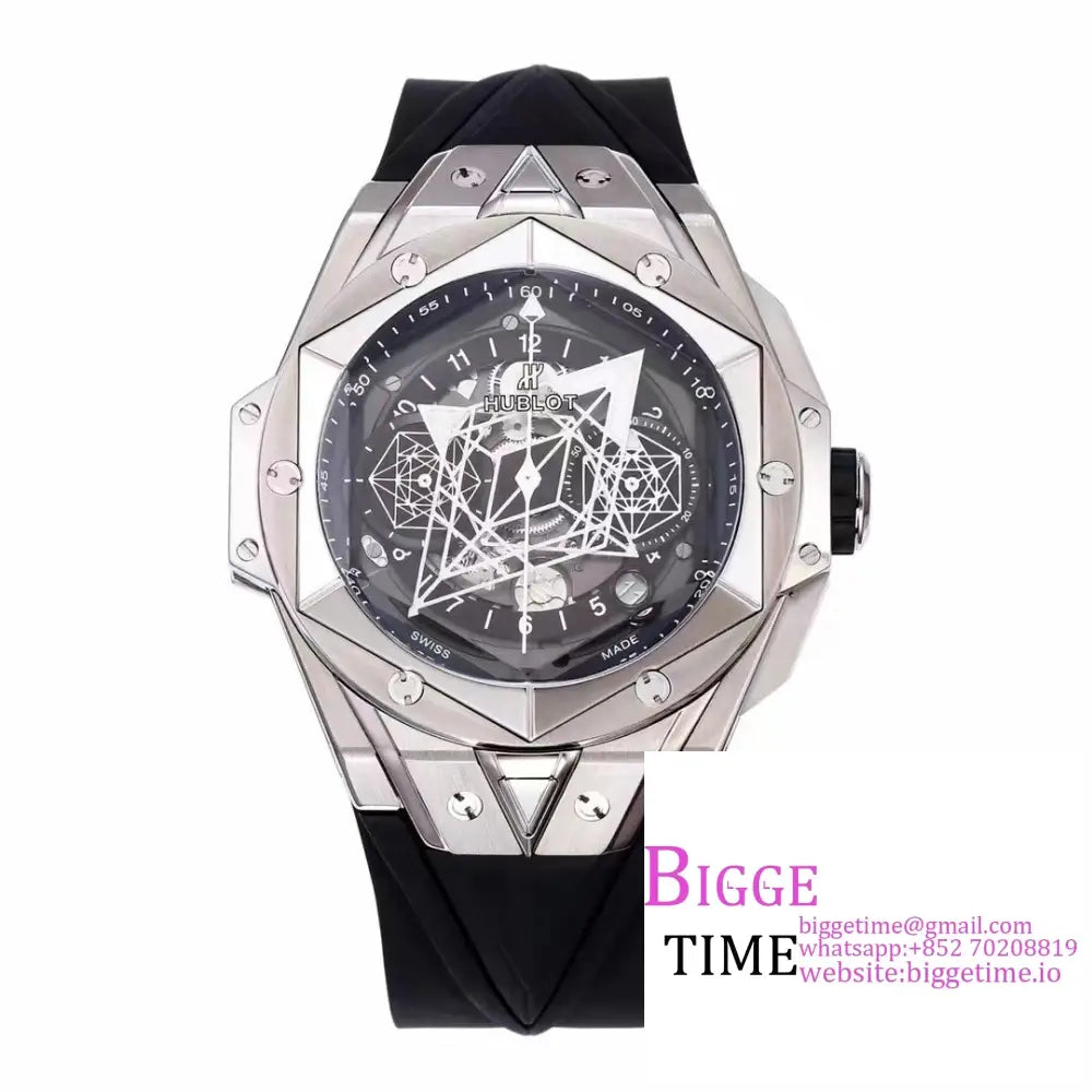 Big Bang Sang Bleu Ii Chrono 45Mm Black Dial Rubber Strap Bbf A1240 Option1 Hublot