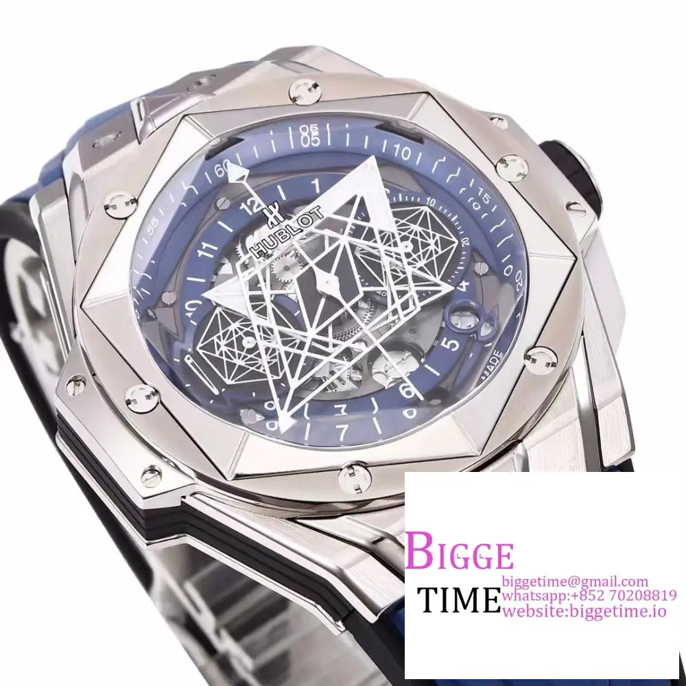 Big Bang Sang Bleu Ii Chrono 45Mm Blue Dial Rubber Strap Bbf A1240 Hublot