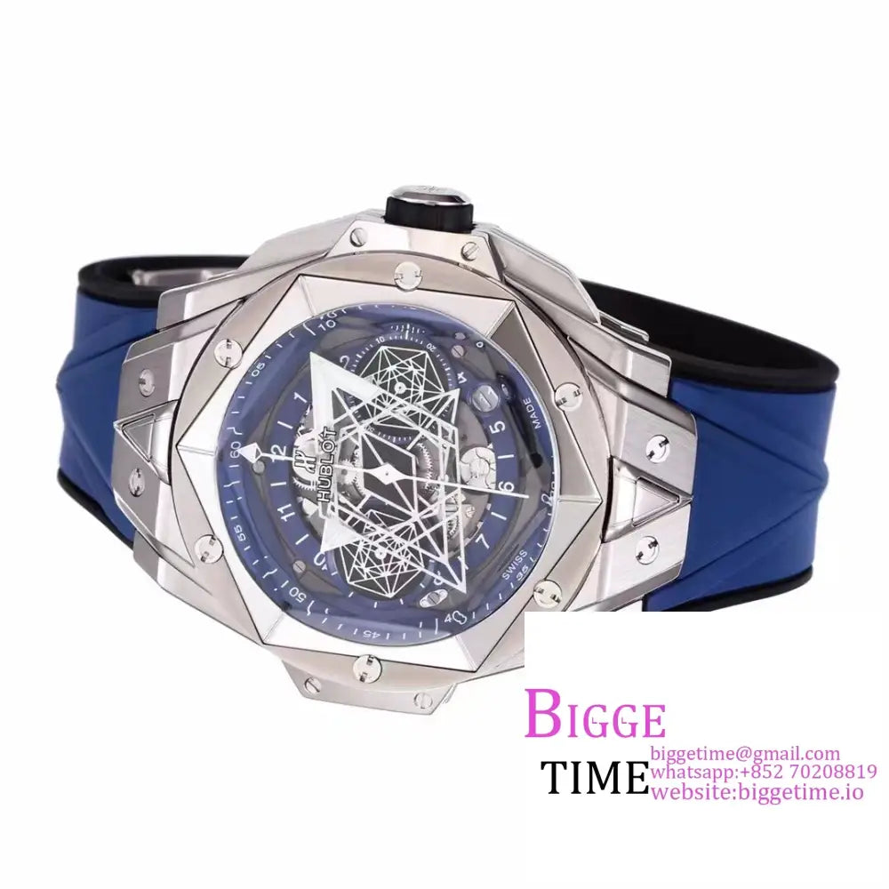 Big Bang Sang Bleu Ii Chrono 45Mm Blue Dial Rubber Strap Bbf A1240 Hublot