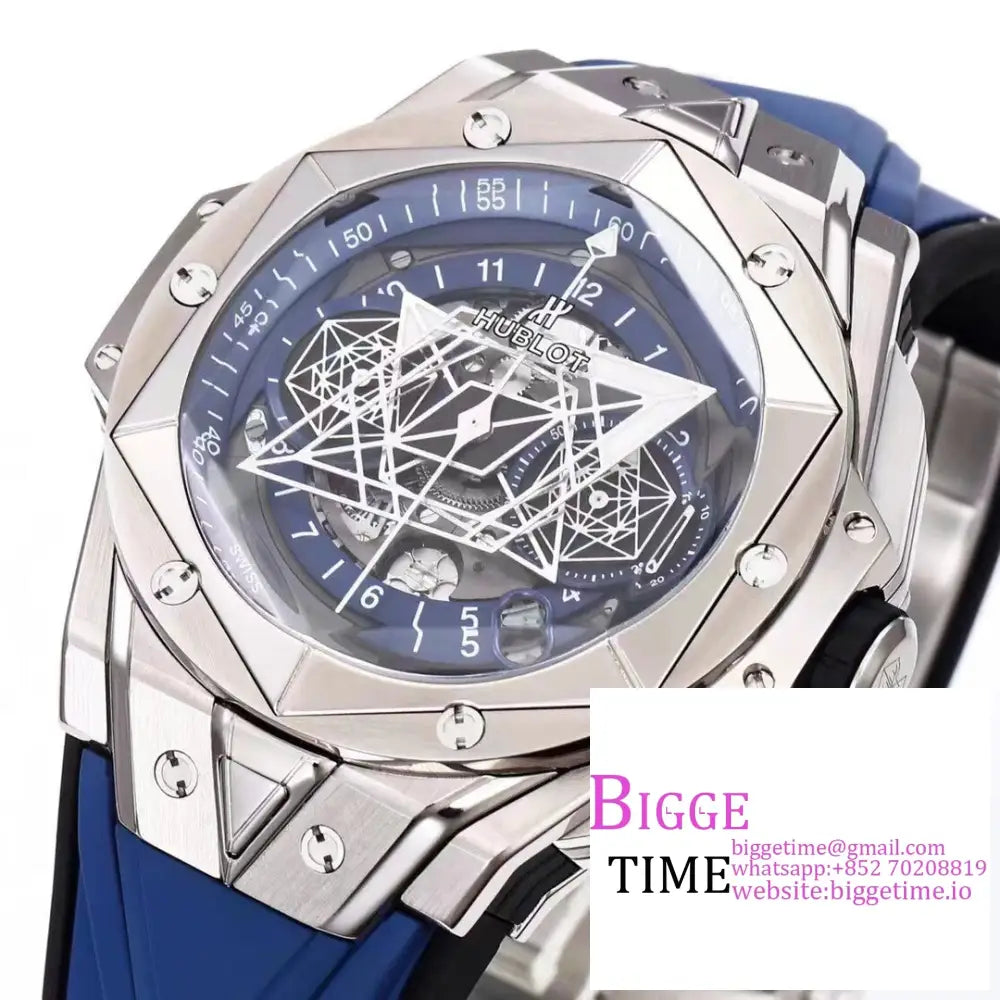 Big Bang Sang Bleu Ii Chrono 45Mm Blue Dial Rubber Strap Bbf A1240 Hublot