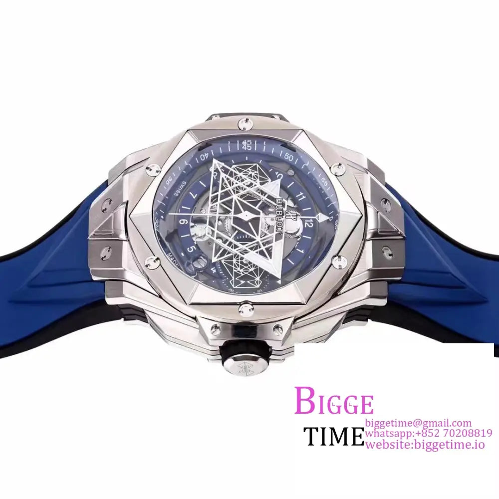 Big Bang Sang Bleu Ii Chrono 45Mm Blue Dial Rubber Strap Bbf A1240 Hublot