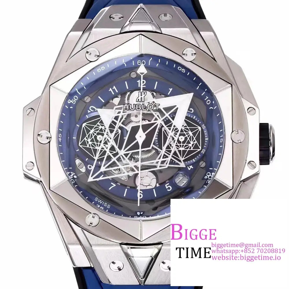 Big Bang Sang Bleu Ii Chrono 45Mm Blue Dial Rubber Strap Bbf A1240 Hublot